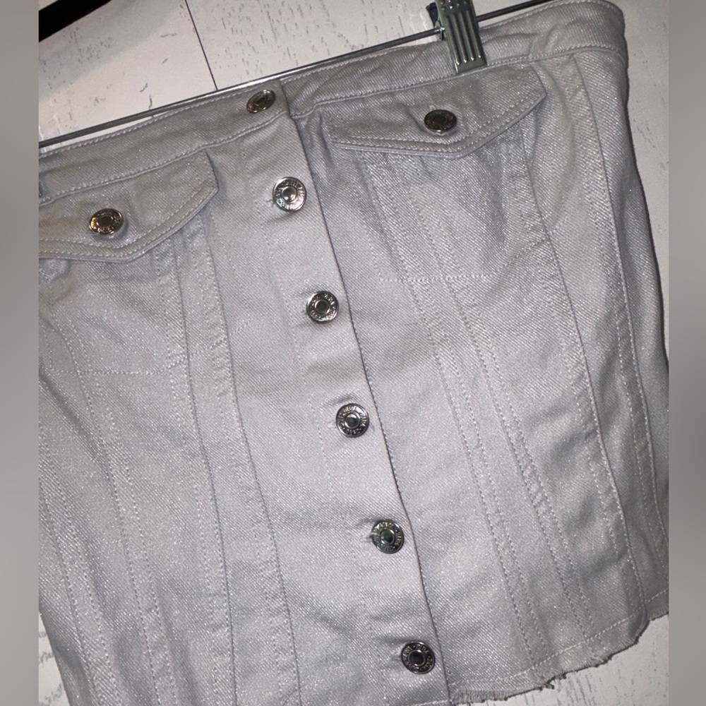New! Zara Denim Grey Silver Sparkle Top Small - Picture 2 of 7